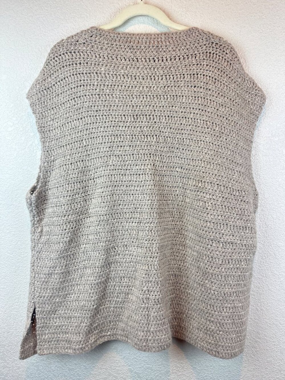 Eileen Fisher 2X 100% Baby Alpaca Knit Sweater Poncho Taupe Beige Peru - Picture 12 of 12